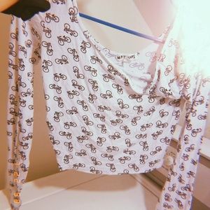 Cute Bike Patterned Crop Top